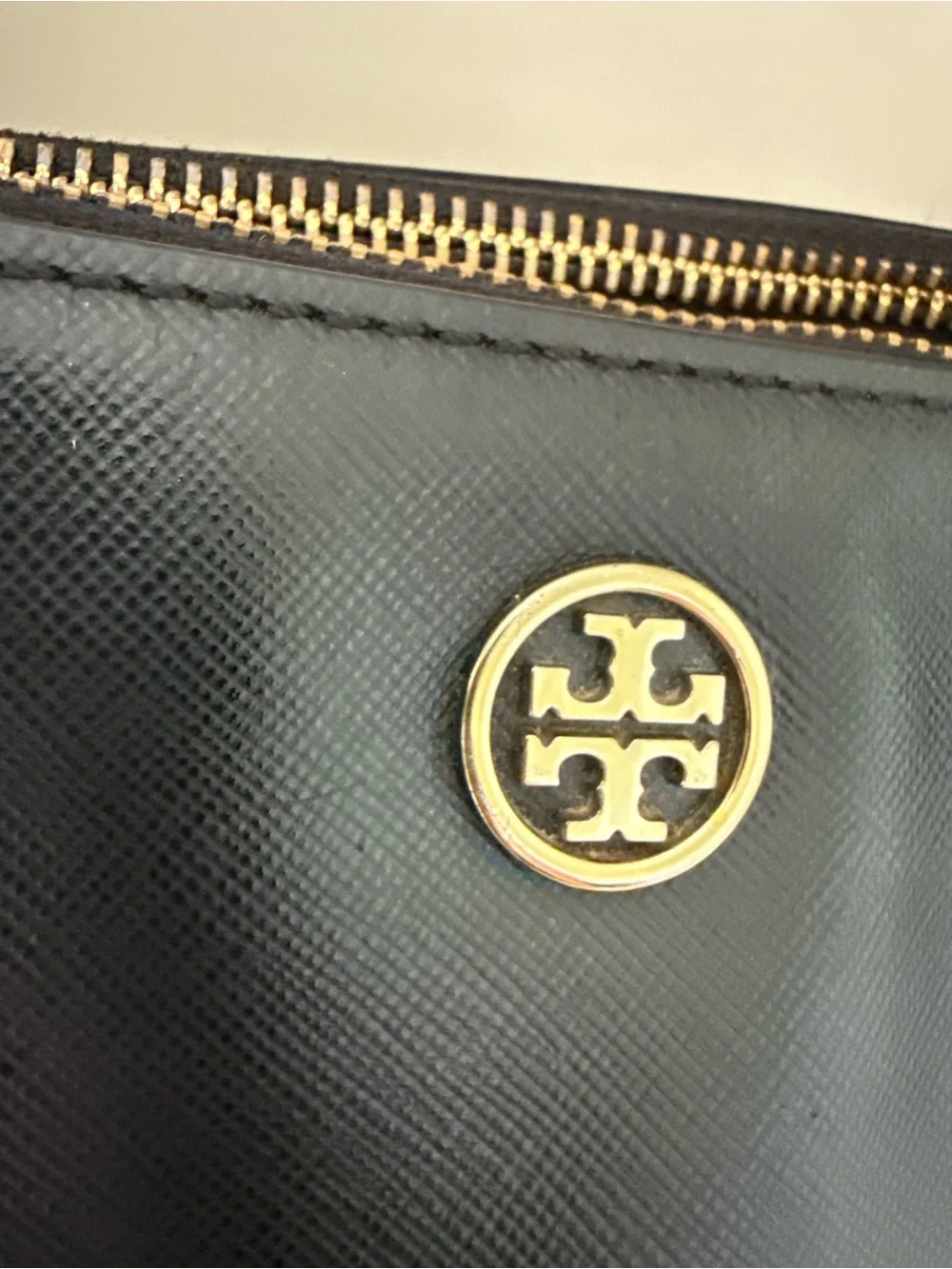 Tory Burch Robinson Double Zip Tote Black Saffiano Leather with Crossbody Strap